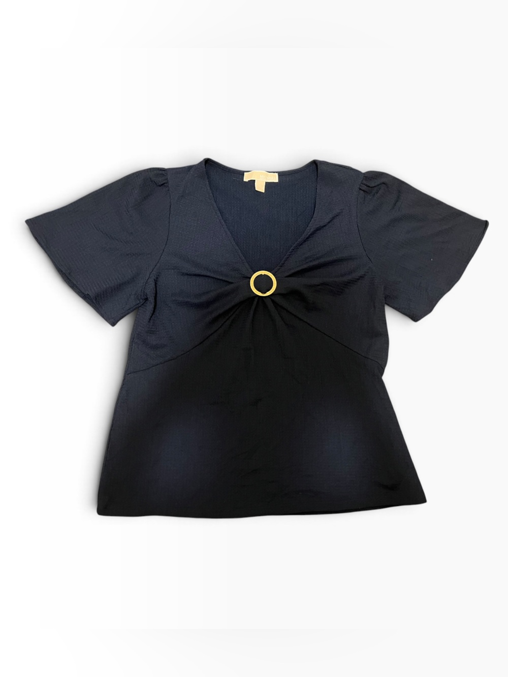 Michael Kors Short Sleeve O-Ring Top Navy M